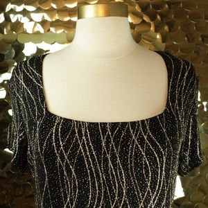 Ronni Nicole Black + Gold Short Sleeve Top
